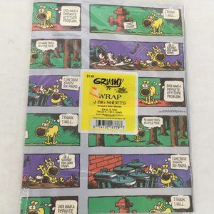 VTG Grimmy the dog comic wrapping paper gift wrap